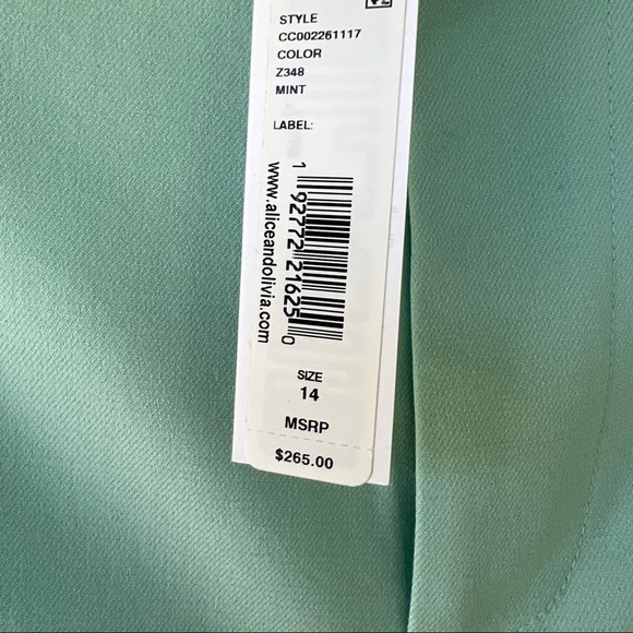 ALICE + OLIVIA DYLAN CLEAN WIDE LEG CROPPED PANTS Pistachio GREEN SIZE 14 NWT - Picture 4 of 5